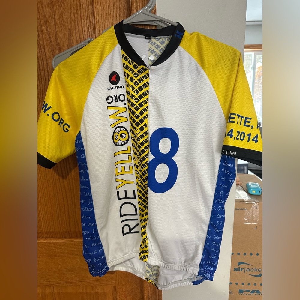 Ride Yellow Cycling Jersey with Number 8